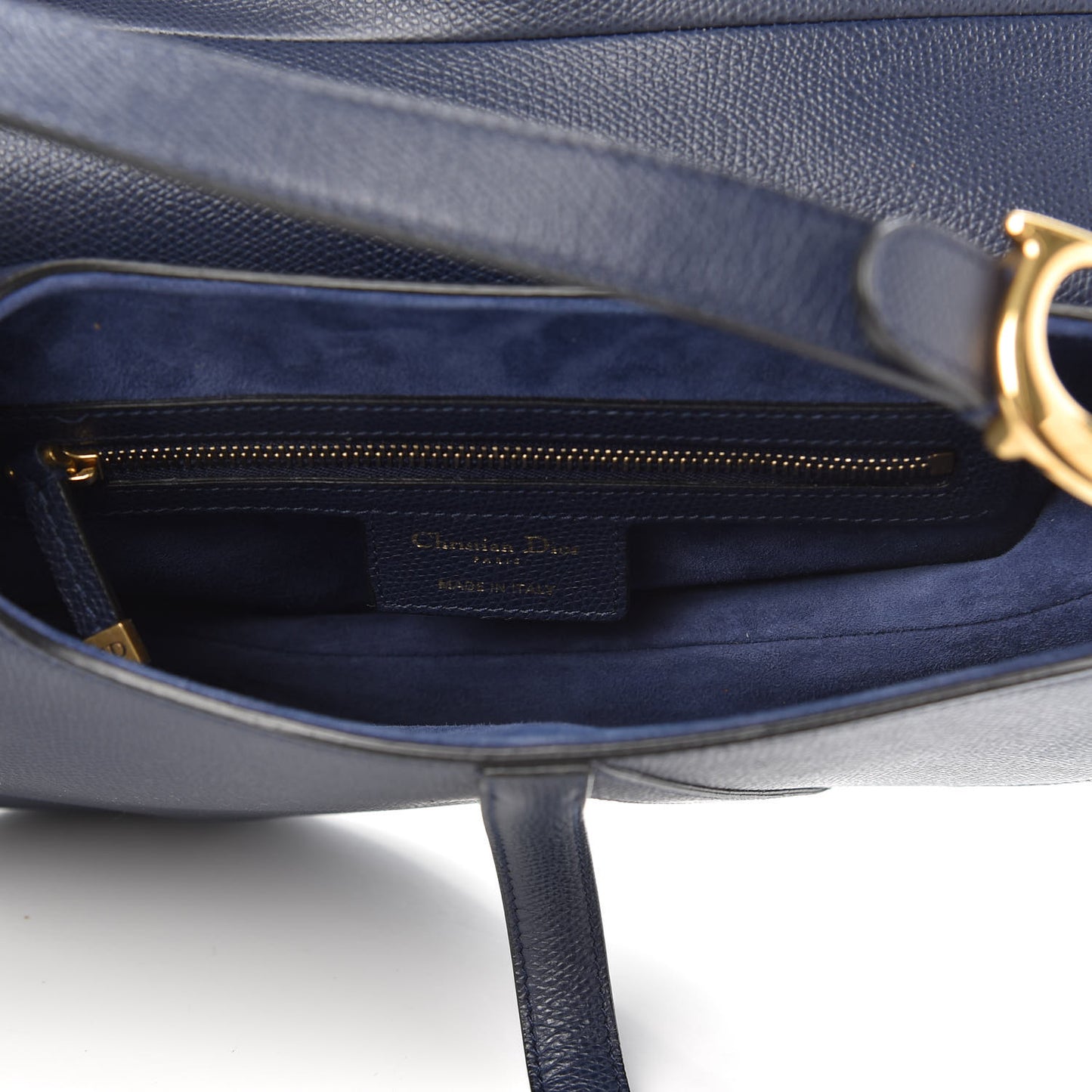 Grained Calfskin Saddle Bag Navy