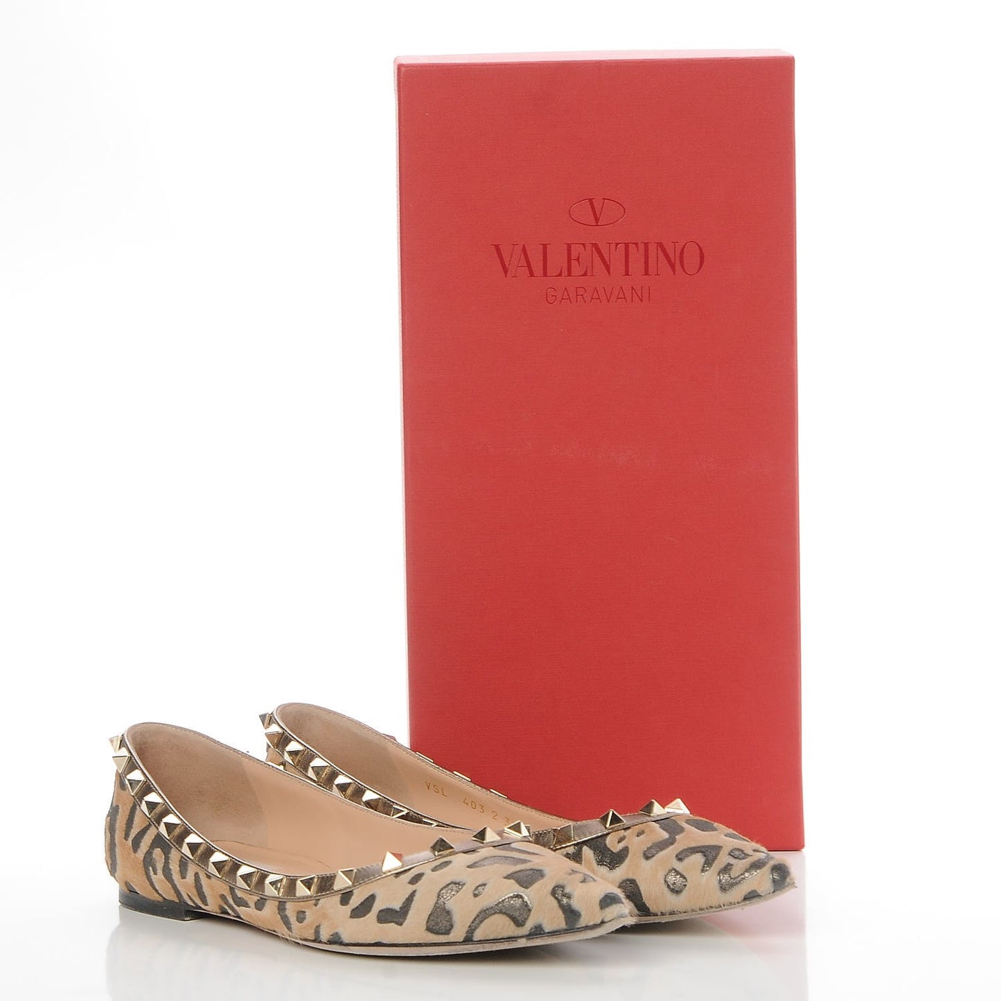 Calf Hair Leopard Print Rockstud Ballerina Flats 38 Fucile Al Campion