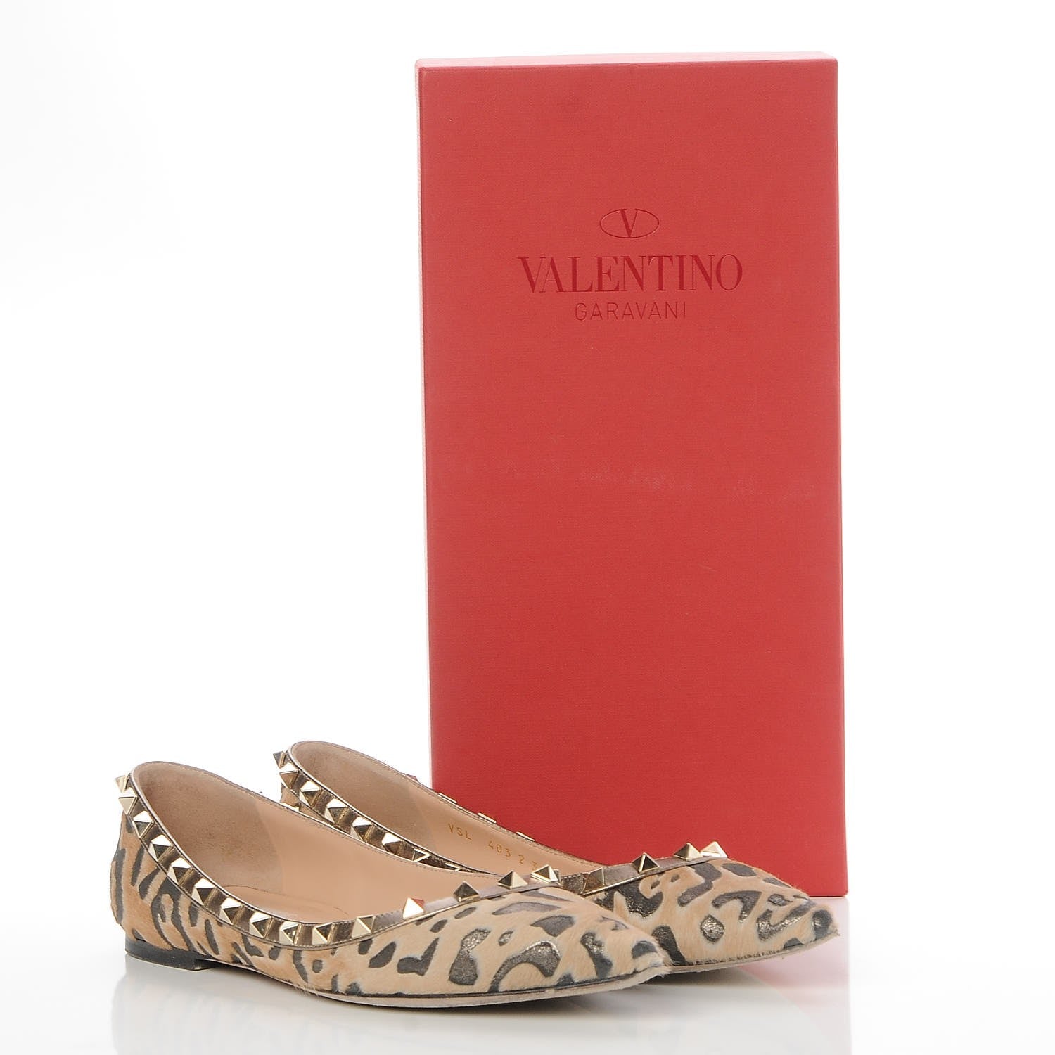 Valentino Garavani Calf Hair Leopard Print Rockstud Ballerina Flats 38 Fucile Al Campion 9 of 23