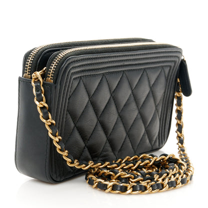 Chanel Lambskin Quilted Small Boy Clutch With Chain Black 3 of 13