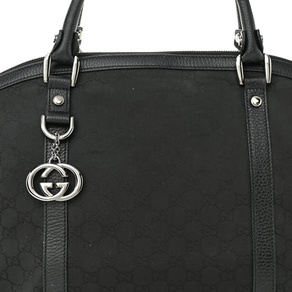Gucci Nylon Monogram Medium GG Charm Dome Satchel Black 8 of 12