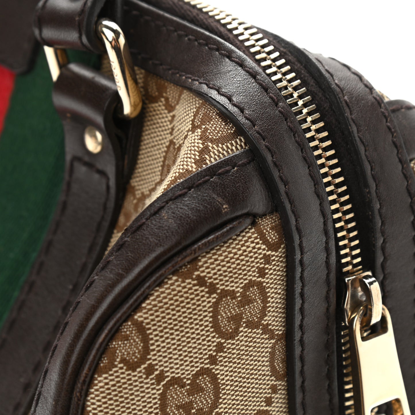 Monogram Vintage Web Small Boston Dark Brown