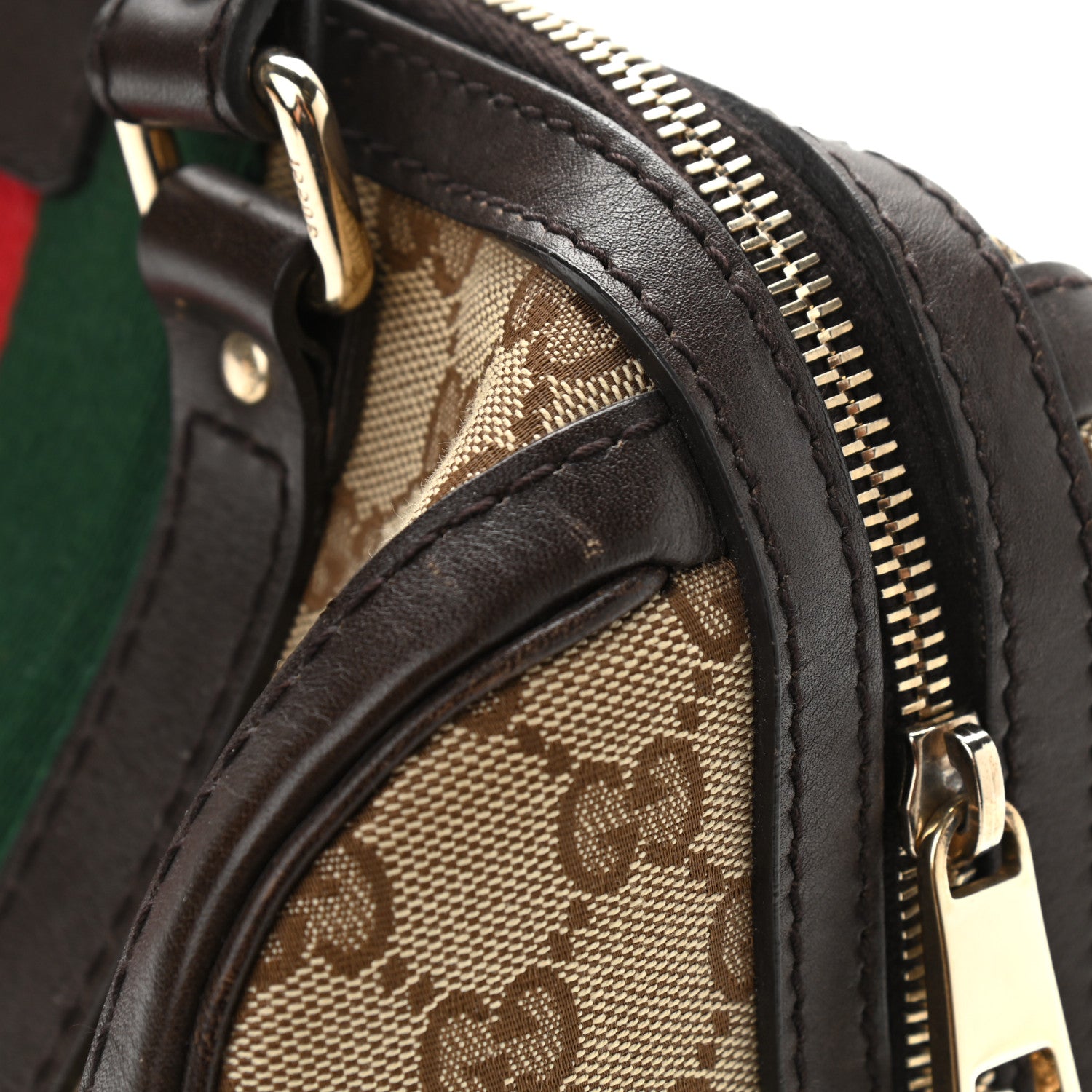Gucci Monogram Vintage Web Small Boston Dark Brown 15 of 17