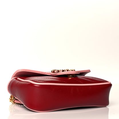Gucci Azalea Calfskin Enamel Matelasse Diagonal Super Mini Torchon GG Marmont Shoulder Bag New Cherry Red Wild Rose 5 of 12