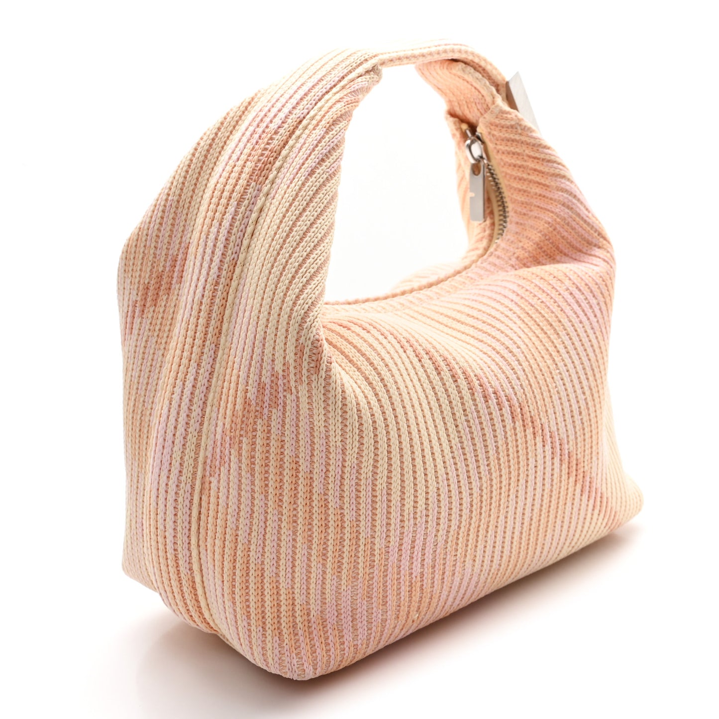 Canvas Knitted Check Mini Peg Duffle Bag Sherbert