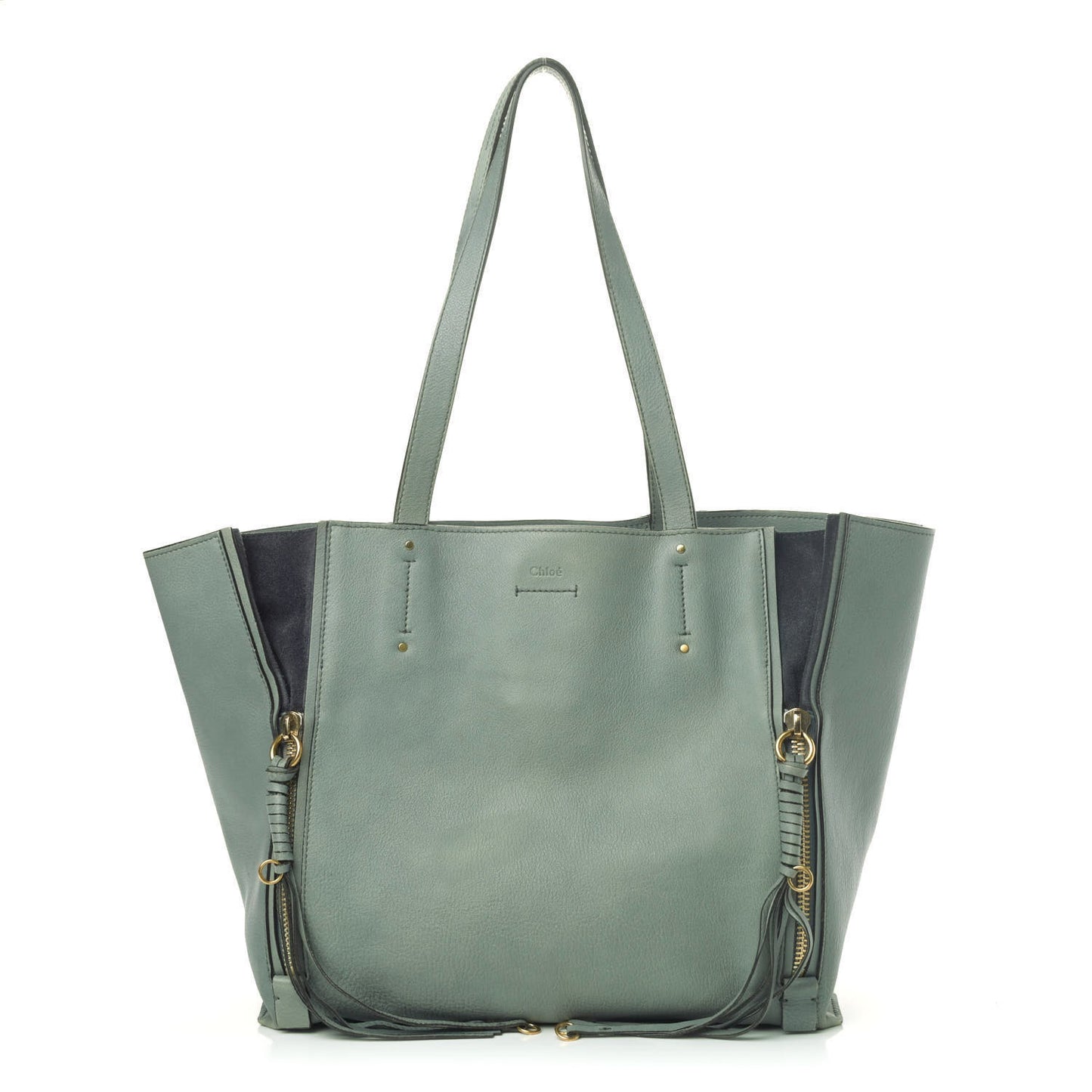 Smooth Calfskin Medium Milo Shopping Tote Cloudy Blue