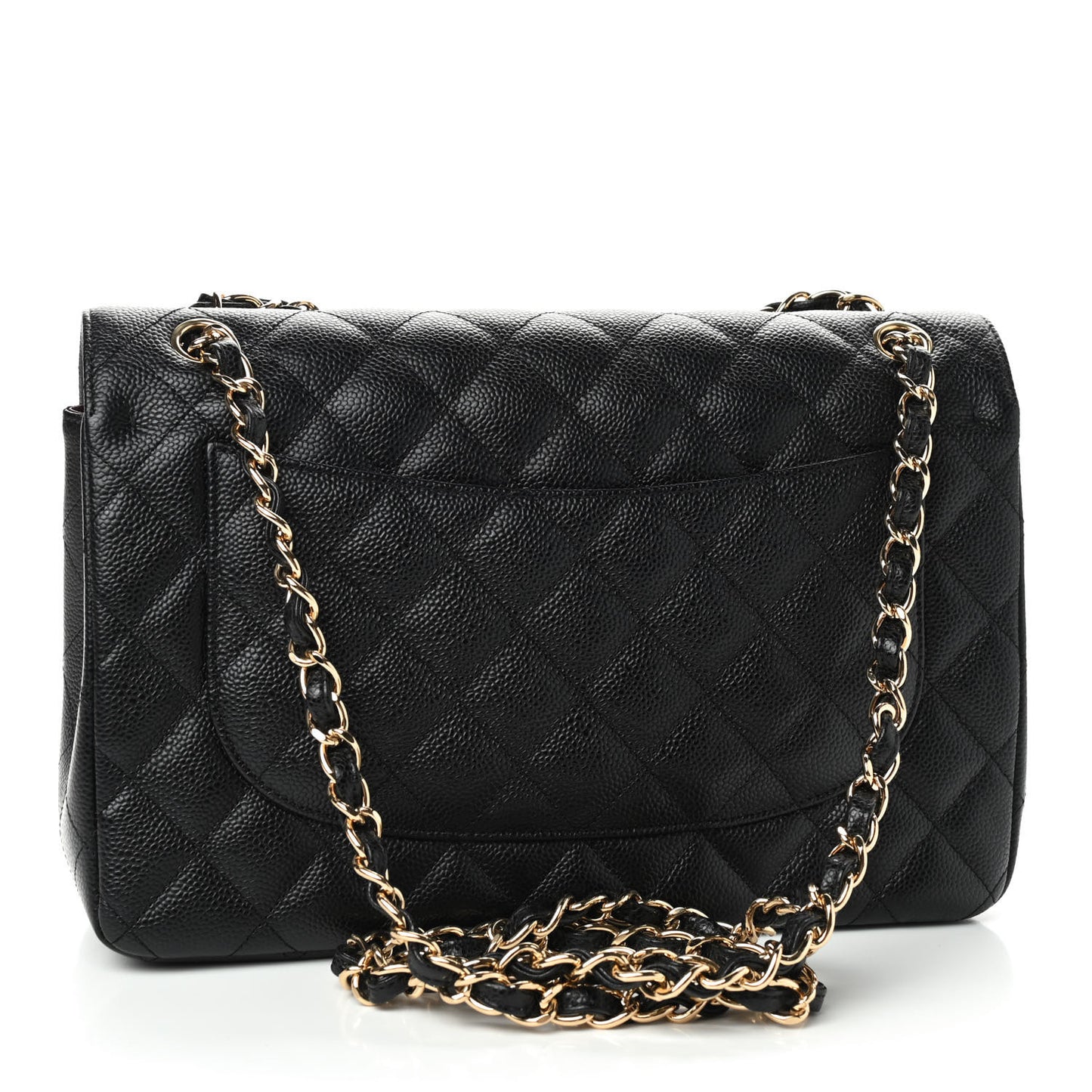 Caviar Quilted Jumbo Double Flap Black