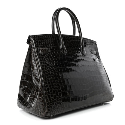 Hermes Shiny Porosus Crocodile Birkin 35 Graphite 2 of 10
