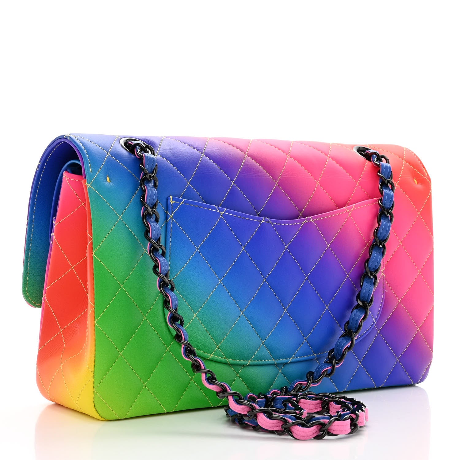 Chanel Calfskin Quilted Medium Rainbow Double Flap Multicolor 3 of 11