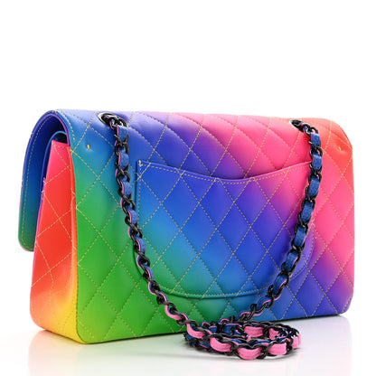 Chanel Calfskin Quilted Medium Rainbow Double Flap Multicolor 3 of 11