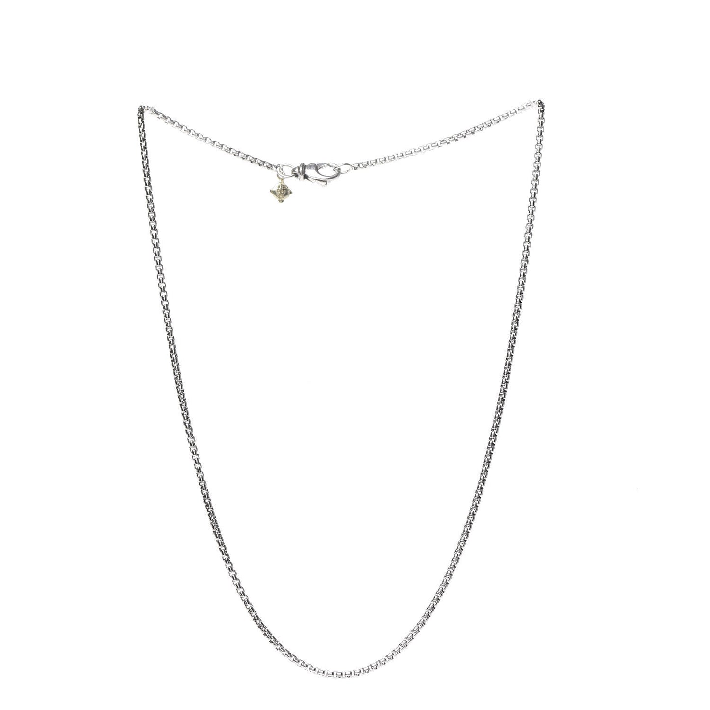 Sterling Silver 14K Yellow Gold 1.7mm Baby Box Chain Necklace 15"