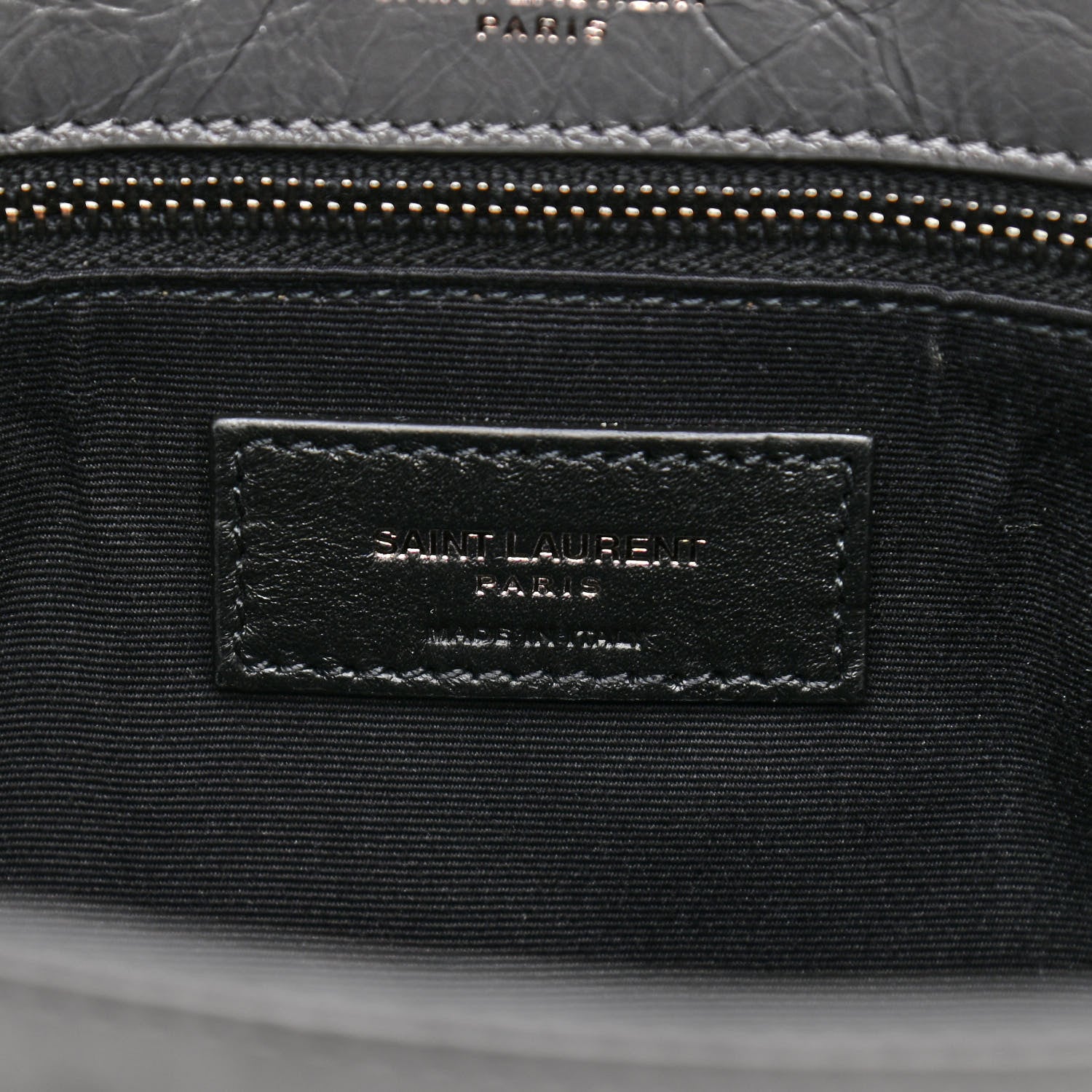 Saint Laurent Crinkled Calfskin Matelasse Monogram Medium Niki Chain Satchel Storm 6 of 10