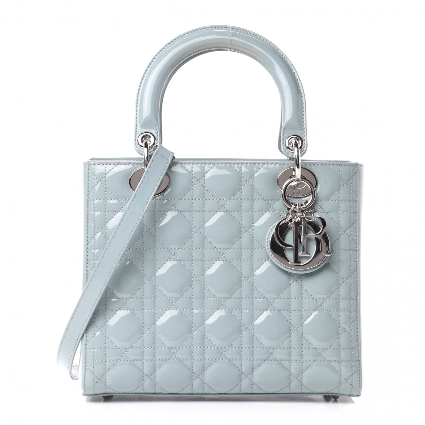 Patent Cannage Medium Lady Dior Light Blue