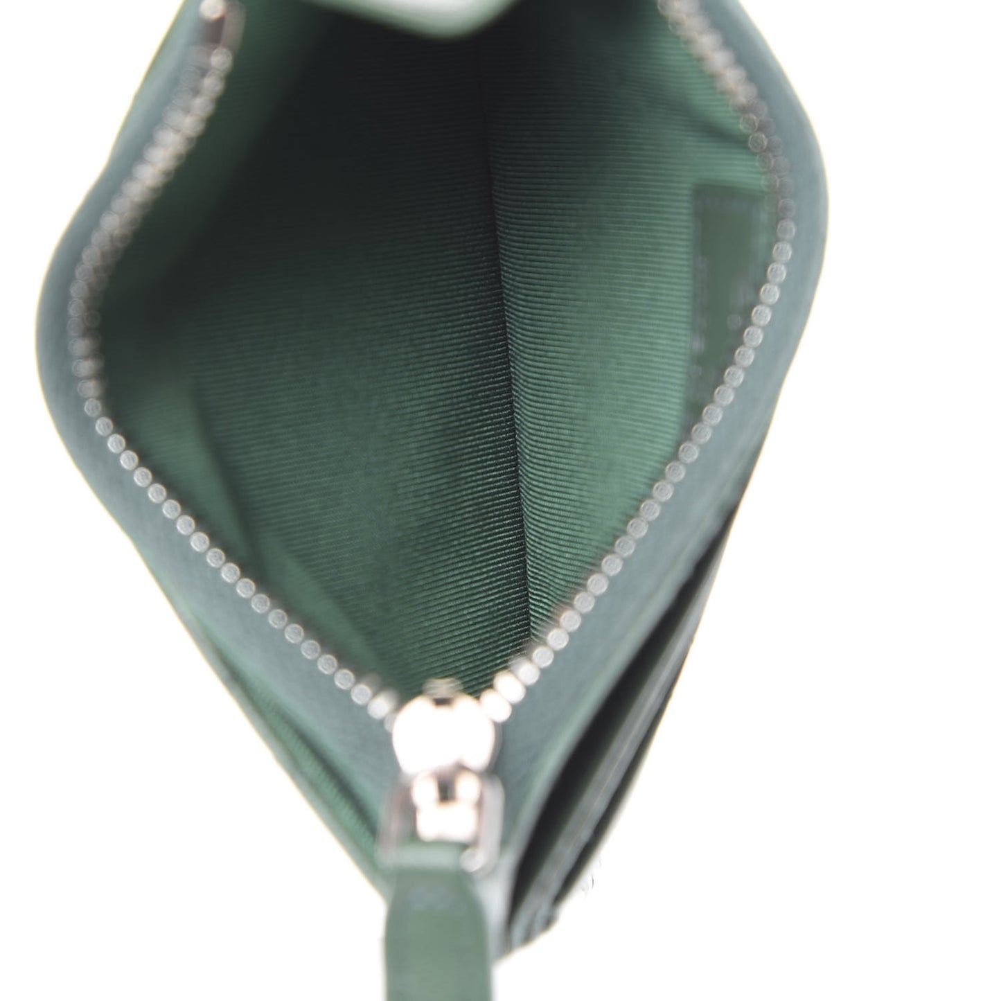 Lambskin Quilted Zip Card Holder Green