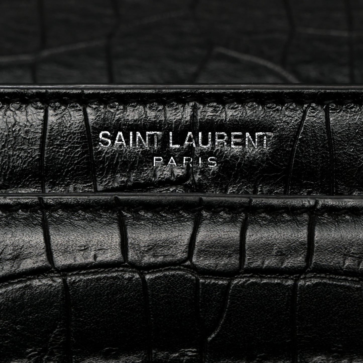 Calfskin Crocodile Embossed Medium Monogram Sunset Black