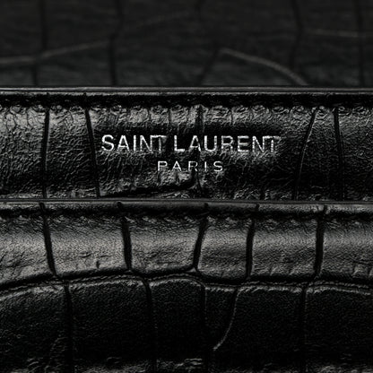 Saint Laurent Calfskin Crocodile Embossed Medium Monogram Sunset Black 6 of 14