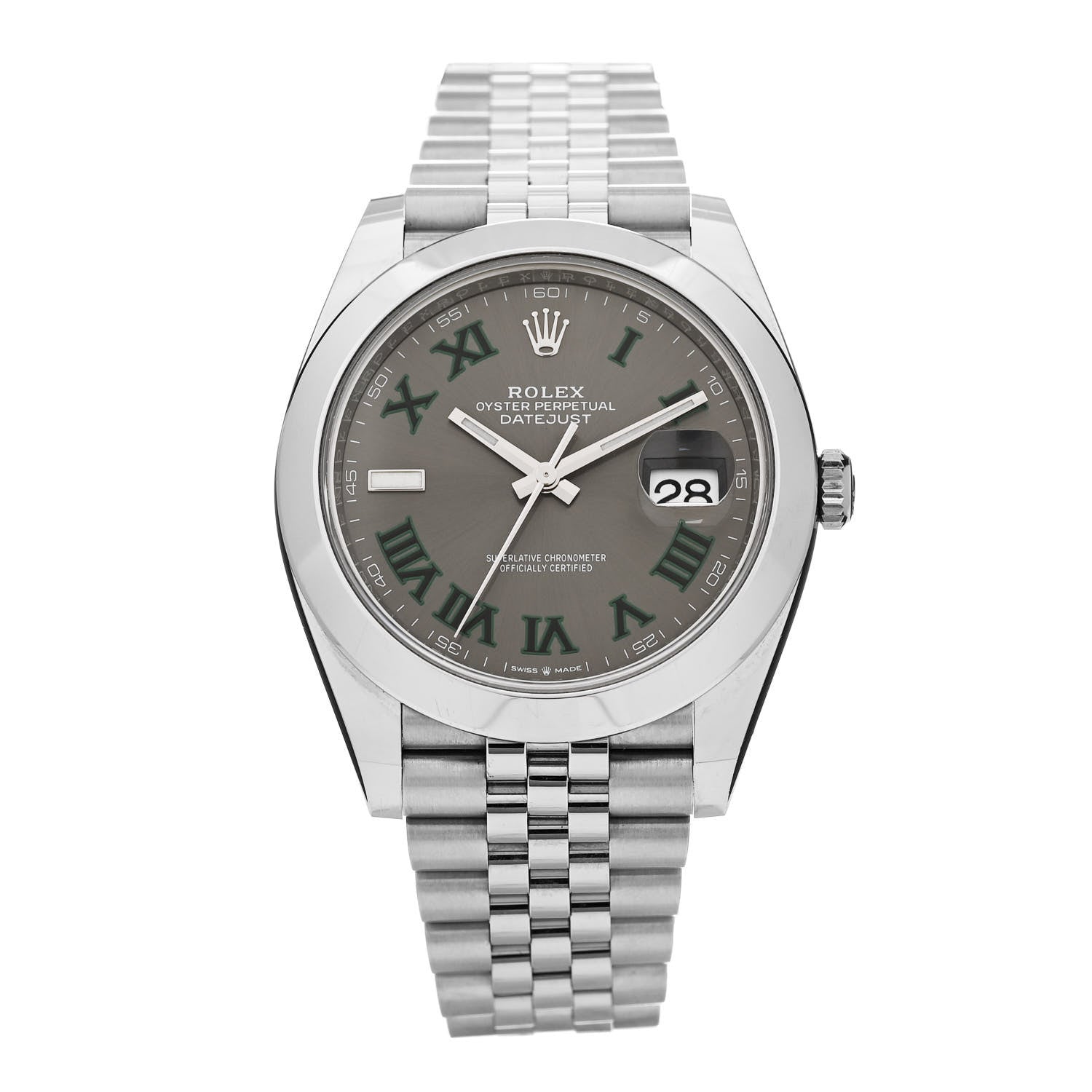 Rolex Stainless Steel 41mm Oyster Perpetual Wimbledon Datejust Watch Slate 126300 1 of 5