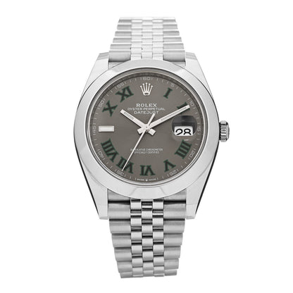 Rolex Stainless Steel 41mm Oyster Perpetual Wimbledon Datejust Watch Slate 126300 1 of 5