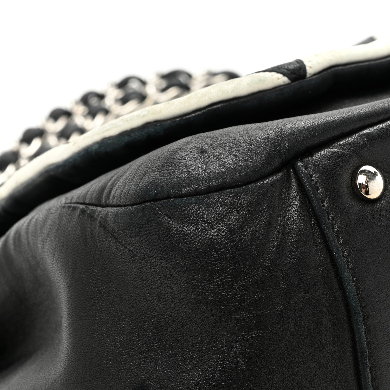Chanel Lambskin Patchwork Accordion Flap Black White 16 of 23