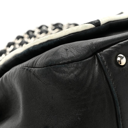 Chanel Lambskin Patchwork Accordion Flap Black White 16 of 23