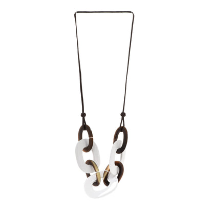 Hermes Lacquered Wood Buffalo Horn Karamba Necklace White 3 of 5