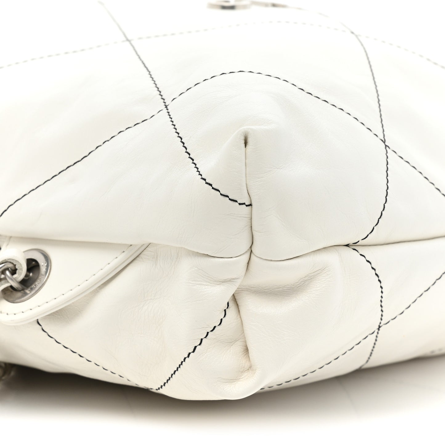 Shiny Calfskin Quilted Chanel 22 Backpack White Black