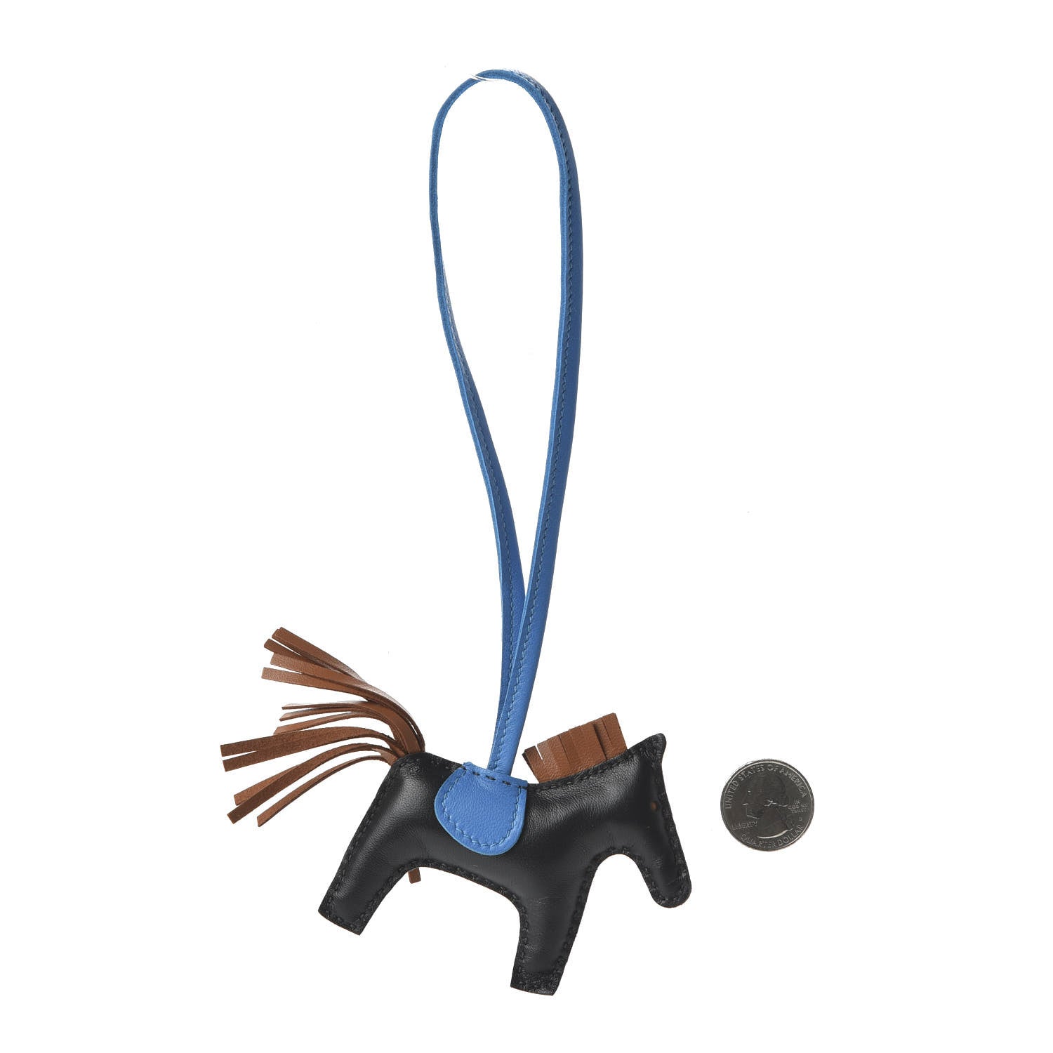 Hermes Milo Lambskin Grigri Rodeo Horse Bag Charm PM Black Gold Bleu Zanzibar 2 of 4