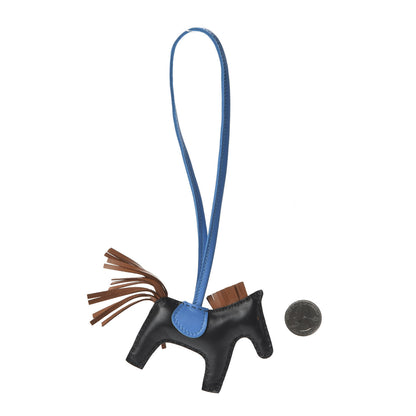 Hermes Milo Lambskin Grigri Rodeo Horse Bag Charm PM Black Gold Bleu Zanzibar 2 of 4