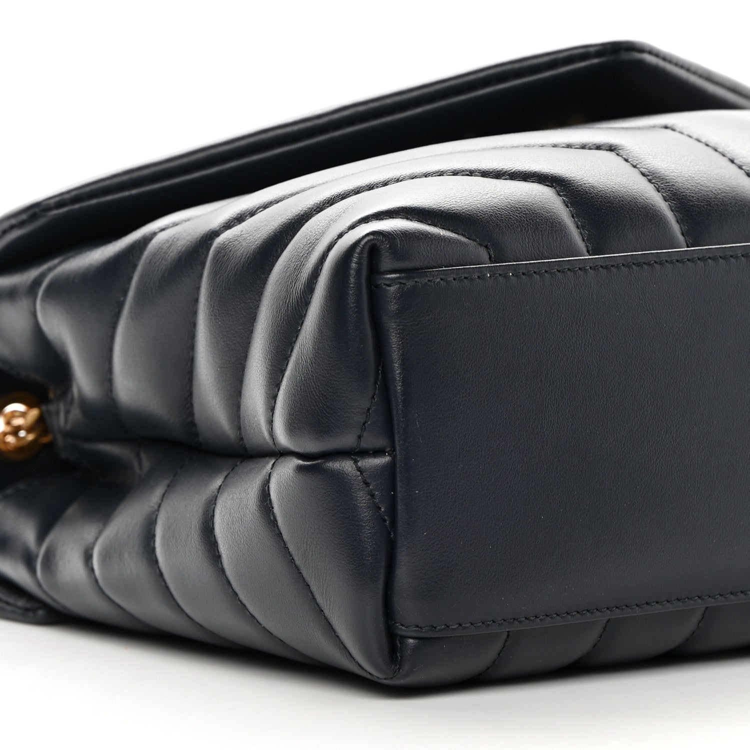 Saint Laurent Calfskin Y Quilted Monogram Small Loulou Chain Satchel Deep Marine 9 of 13
