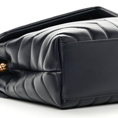Saint Laurent Calfskin Y Quilted Monogram Small Loulou Chain Satchel Deep Marine 9 of 13