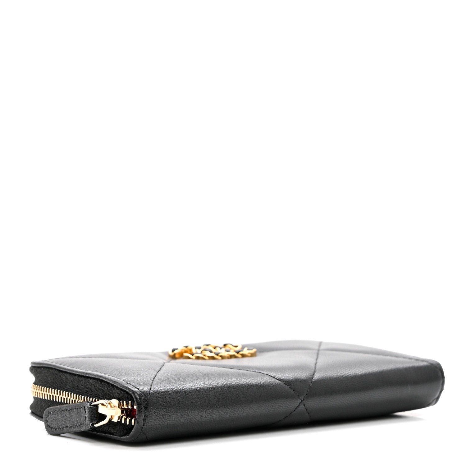 Chanel Goatskin Quilted Medium Chanel 19 Zipped Wallet Black 4 of 8