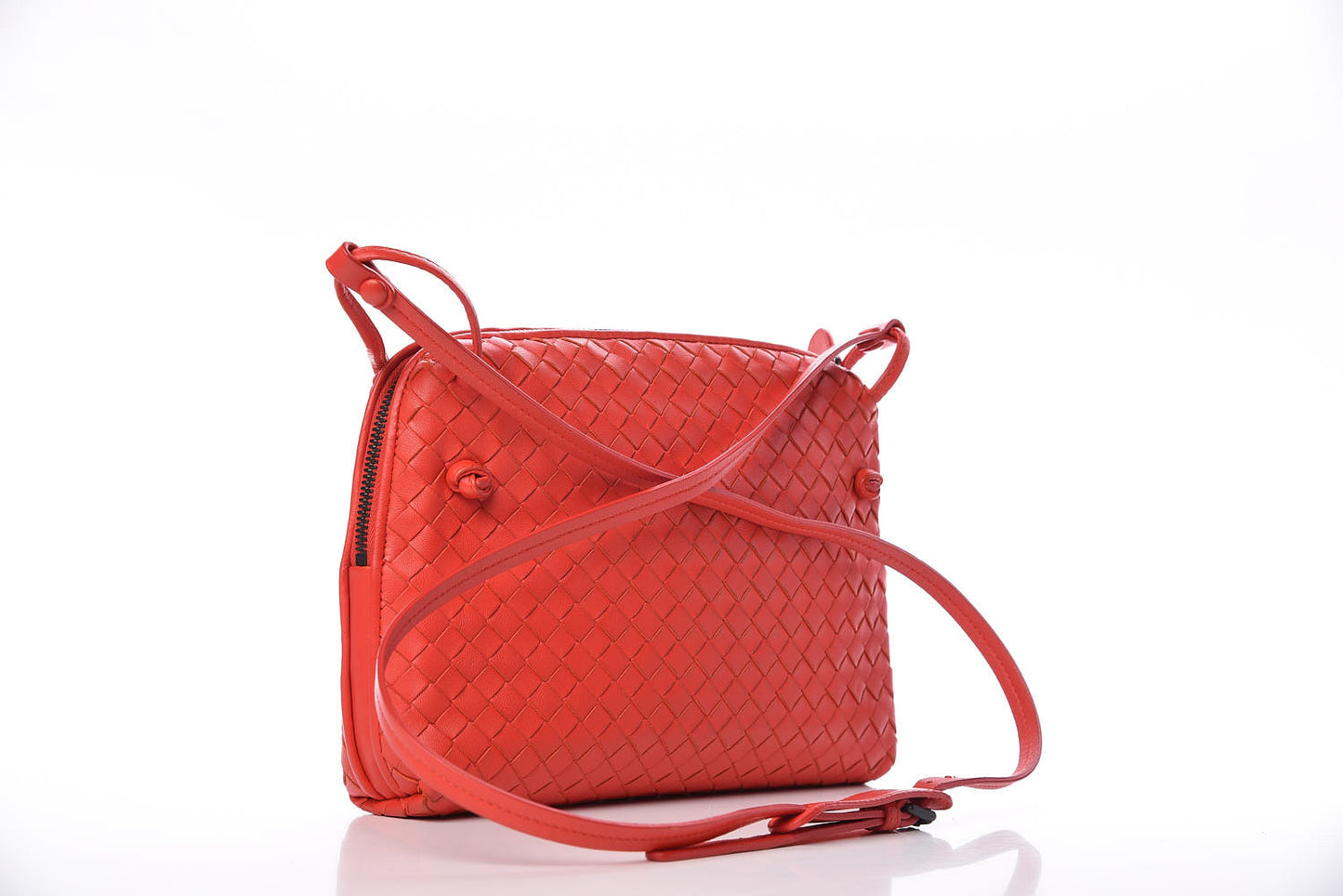 Nappa Intrecciato Nodini Crossbody Messenger Red