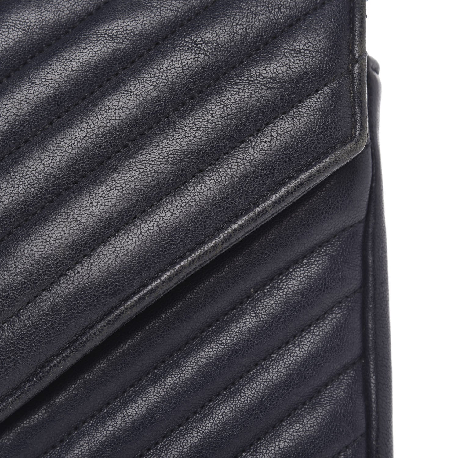 Saint Laurent Sheepskin Matelasse Chevron Monogram Medium College Bag Deep Marine 18 of 18