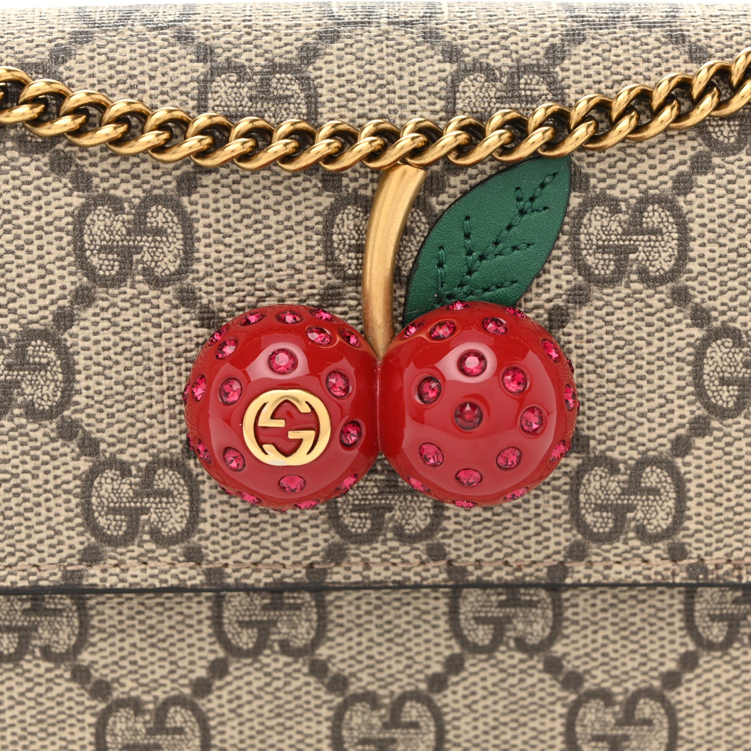 Gucci GG Supreme Monogram Mini Cherry Chain Bag 7 of 10