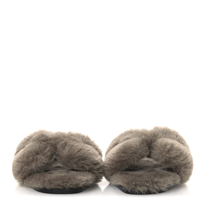 Hermes Woolskin Oran Sandals 38.5 Etoupe 3 of 9