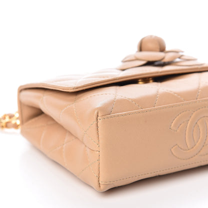 Chanel Lambskin Quilted Mini Camellia Flap Beige 9 of 12
