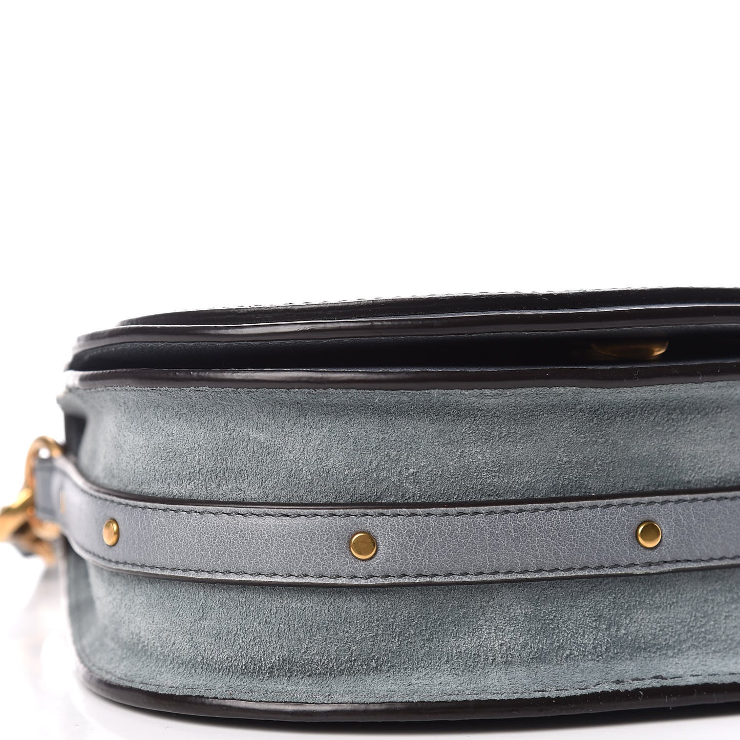 Calfskin Suede Small Nile Bracelet Bag Cloudy Blue