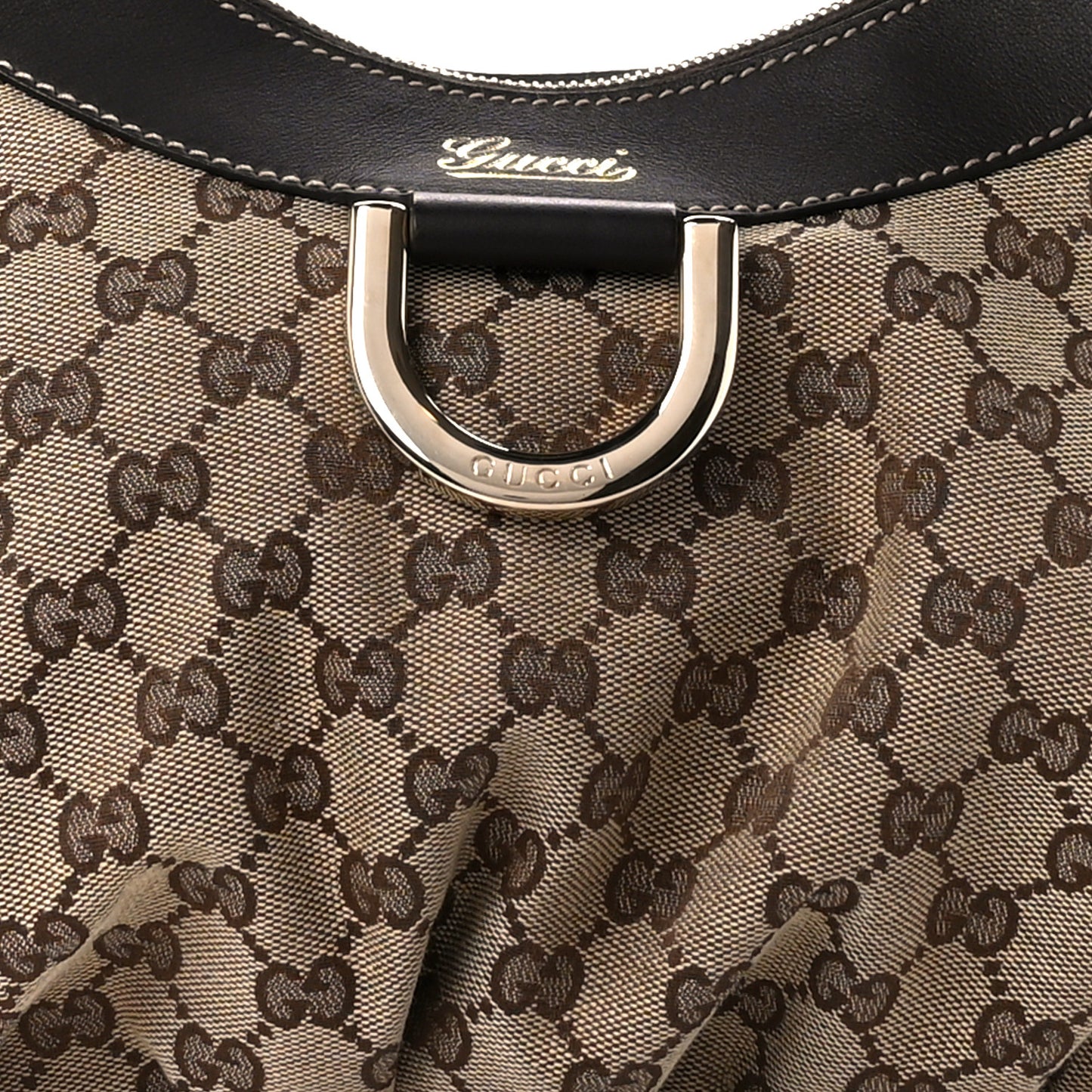 Monogram Medium D Gold Ring Hobo Dark Brown