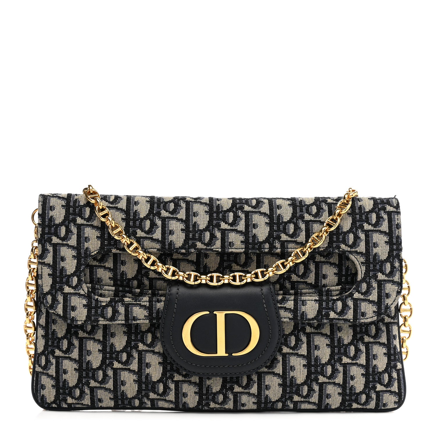 Christian Dior Oblique Medium Diordouble Chain Bag Blue 1 of 14