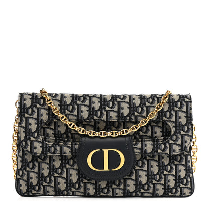 Christian Dior Oblique Medium Diordouble Chain Bag Blue 1 of 14