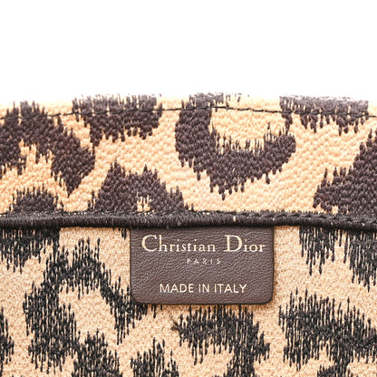 Christian Dior Canvas Mizza Embroidered Medium Leopard Book Tote Beige 6 of 10