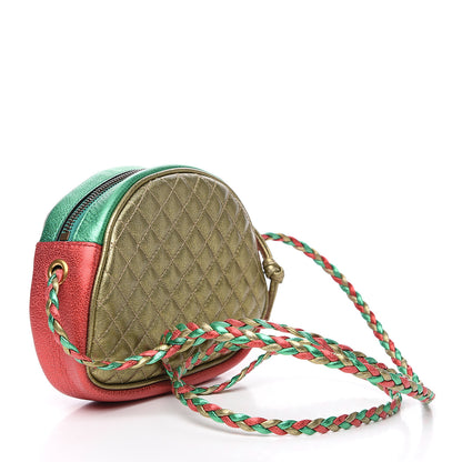 Gucci Laminated Nappa Trapuntata Mini Zumi Dome Shoulder Bag Rosso Jasmine Green Rame 1 of 9