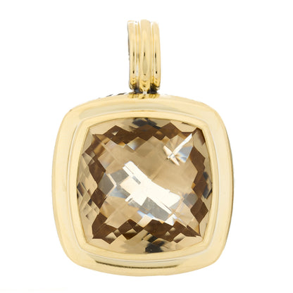 David Yurman Sterling Silver 18K Yellow Gold Smoky Quartz 20mm Albion Enhancer Pendant 1 of 4