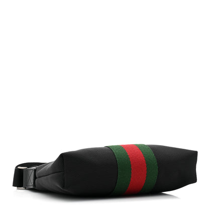 Gucci Techno Canvas Selleria Calfskin Web Small Flat Messenger Bag Black 4 of 9