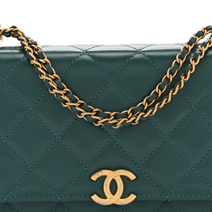 Chanel Calfskin Quilted Perfect FIt Wallet On Chain WOC Green 9 of 12