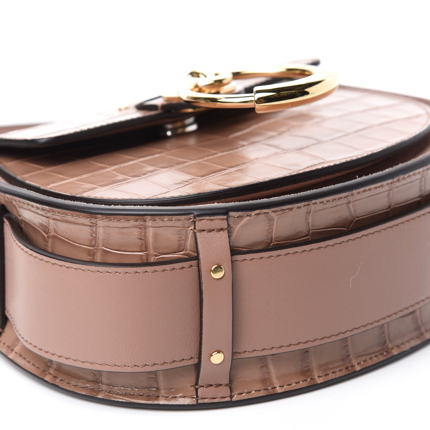 Calfskin Crocodile Embossed Small Tess Bag Woodrose