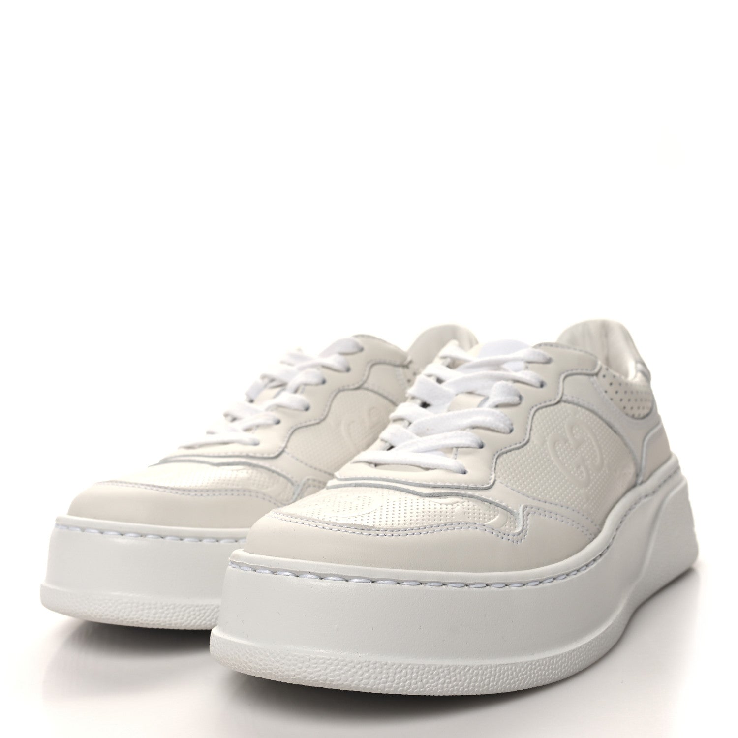 Gucci Calfskin GG Tennis Embossed Perforated Womens Platform 55mm Sneakers 36.5 Great White 3 of 7