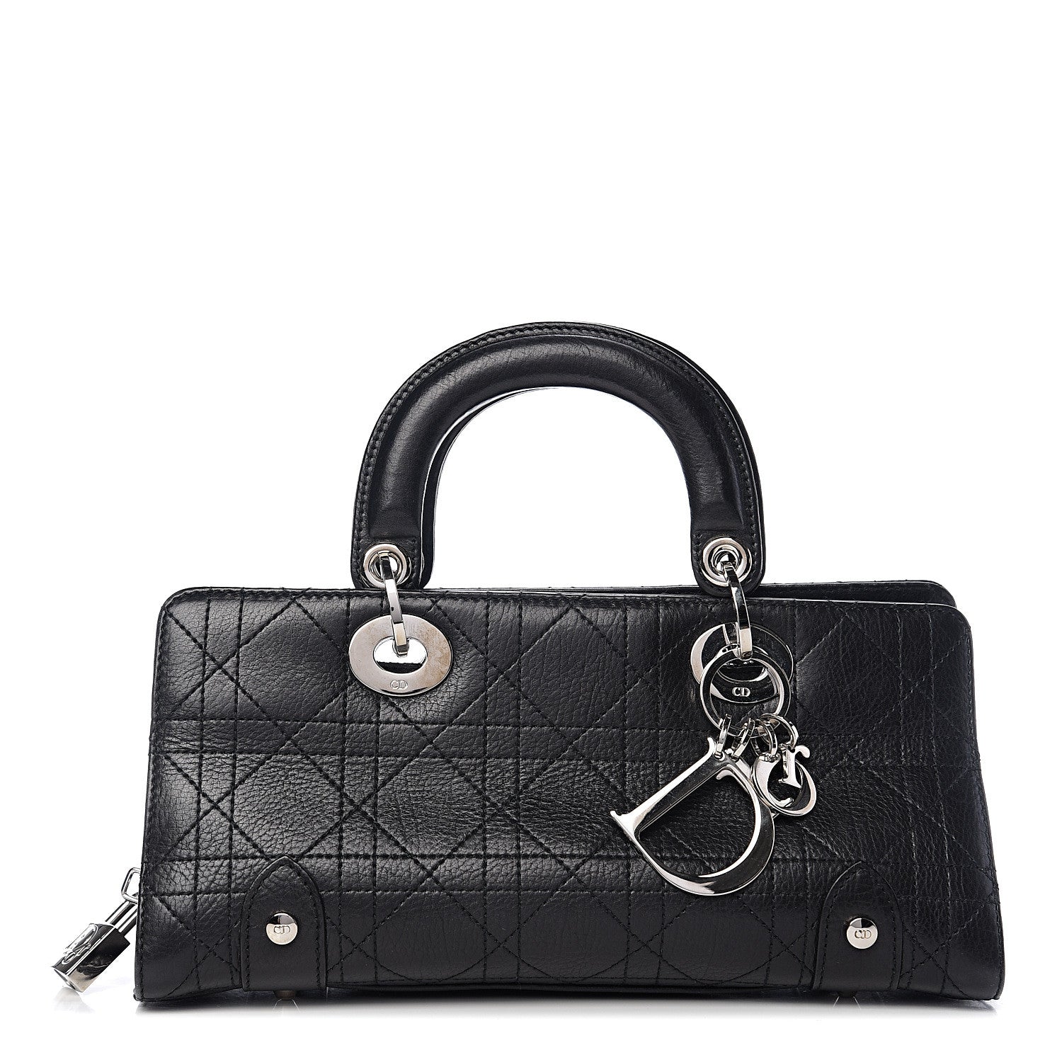 Christian Dior Calfskin Cannage Stitched Small Lady East West Lady Dior Black 1 of 9