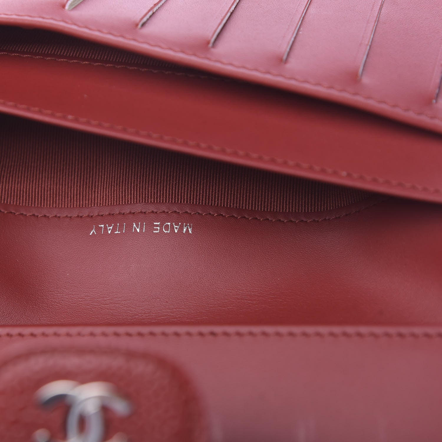 Chanel Caviar Quilted Long Flap Wallet Dark Red 7 of 9