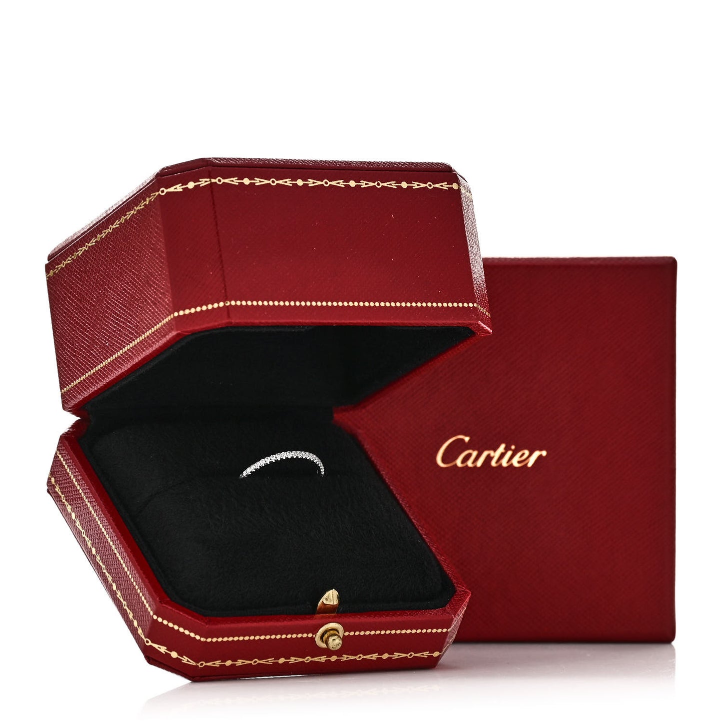 18K White Gold Diamond 1.5mm Etincelle de Cartier Wedding Band Ring 55 7.25